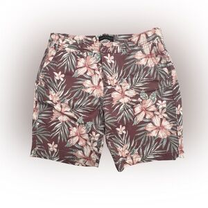 Men’s Aeropostale Floral Hawaiian Cargo Shorts - Mauve Pink Green Size 34